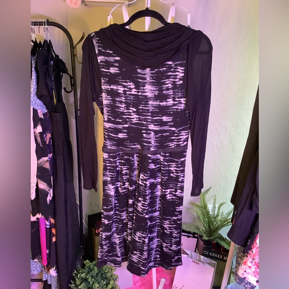 Kensie EUC  Black patterned long sleeve dress Size Small - Picture 4 of 5